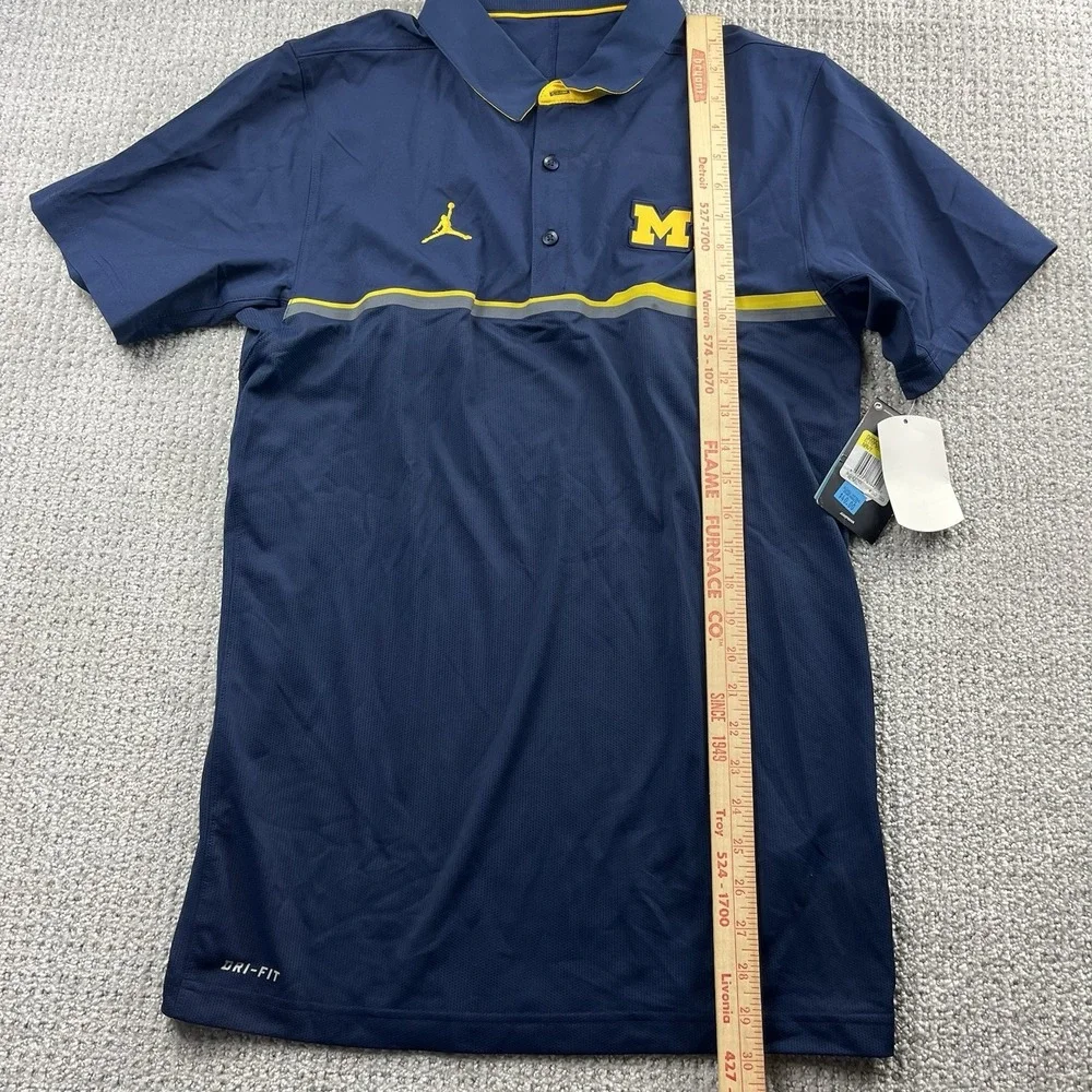 Nike Jordan Michigan Wolverines Elite Polo Shirt Mens Small Navy Jumpman NWT